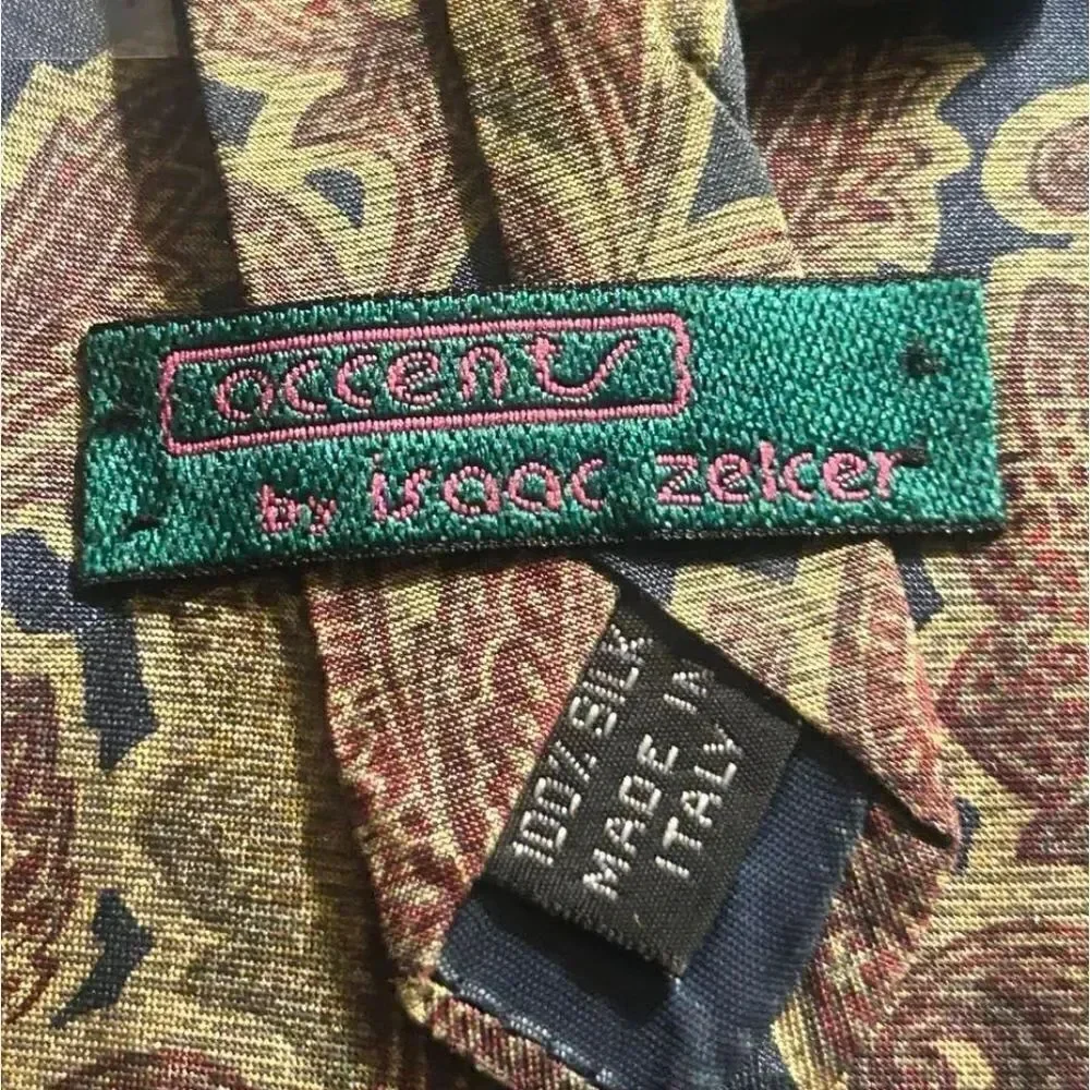 NWT Accents by Isaac Zeker 100% Silk Tie Made in Italy